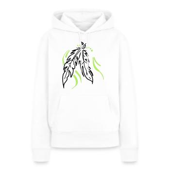 Zusammen gebunden – Spirituelle Federn - Frauen Premium Bio Hoodie - Weiß - Vorne - Julia (174cm)