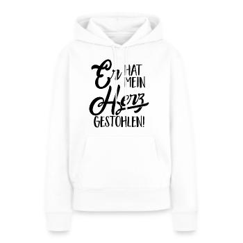 Er hat mein herz gestohlen - Valentinstag Partner - Frauen Premium Bio Hoodie - Weiß - Vorne - Julia (174cm)