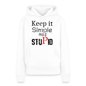 keep it simple and stupid - Frauen Premium Bio Hoodie - Weiß - Vorne - Julia (174cm)