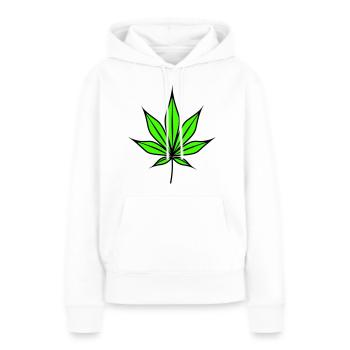 Feuille de chanvre Weed chanvre symbole - Sweat à capuche Premium bio Femme - blanc - Devant - Julia (174cm)