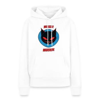 Whisker Warriors logo with text - Women’s Premium Organic Hoodie - white - Front - Julia (174cm)