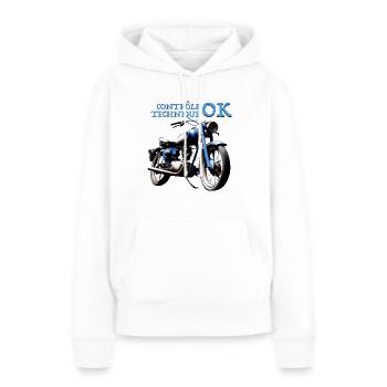 moto CT OK - Sweat à capuche Premium bio Femme - blanc - Devant - Julia (174cm)