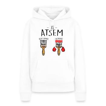 les ATSEM en début et fin d'année - Sweat à capuche Premium bio Femme - blanc - Devant - Julia (174cm)