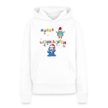 Hourra Noël - Sweat à capuche Premium bio Femme - blanc - Devant - Julia (174cm)