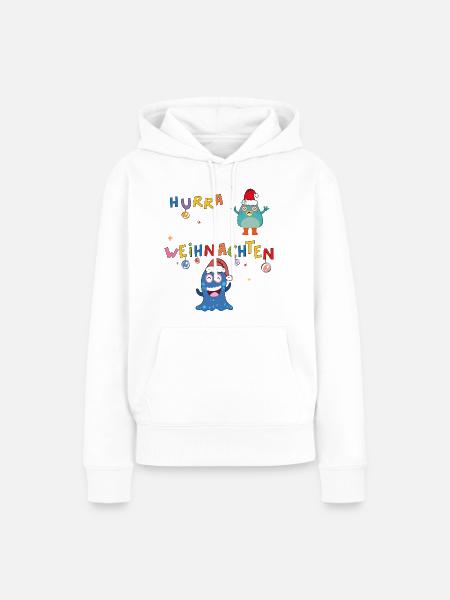 Hurra Weihnachten - Frauen Premium Bio Hoodie - Weiß
