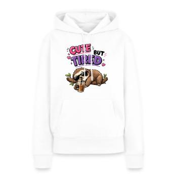Süß aber müde Faultier mit Eiskaffee - Frauen Premium Bio Hoodie - Weiß - Vorne - Julia (174cm)