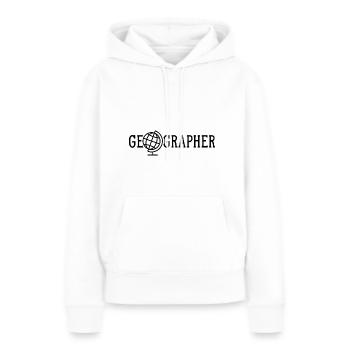 Géographe Géographe Géographe Géographie Géographie - Sweat à capuche Premium bio Femme - blanc - Devant - Julia (174cm)