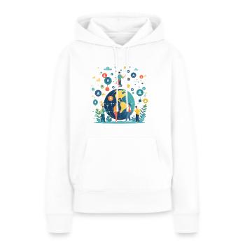 Médias sociaux et réseaux en ligne - Sweat à capuche Premium bio Femme - blanc - Devant - Julia (174cm)