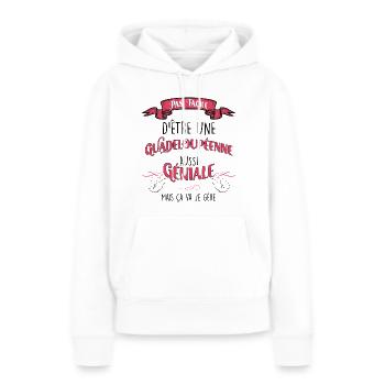 Femme Guadeloupéenne Géniale Citation Cadeau - Sweat à capuche Premium bio Femme - blanc - Devant - Julia (174cm)