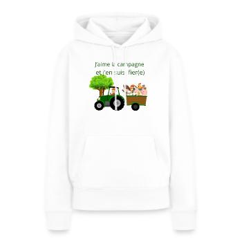 J'aime la campagne et j'en suis fier(e) - Sweat à capuche Premium bio Femme - blanc - Devant - Julia (174cm)