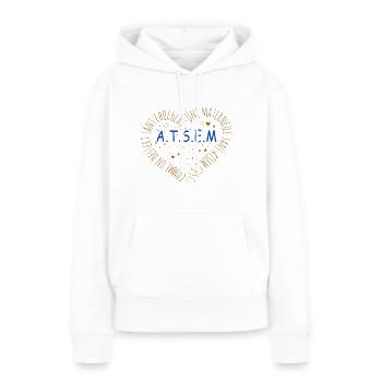 maternelle sans atsem, dessert sans chocolat - Sweat à capuche Premium bio Femme - blanc - Devant - Julia (174cm)