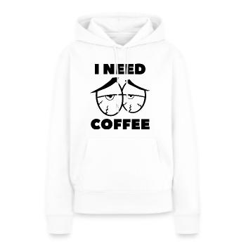 Ich brauche Kaffee - Frauen Premium Bio Hoodie - Weiß - Vorne - Julia (174cm)
