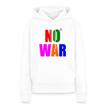 No war - Sweat à capuche Premium bio Femme - blanc - Devant - Julia (174cm)