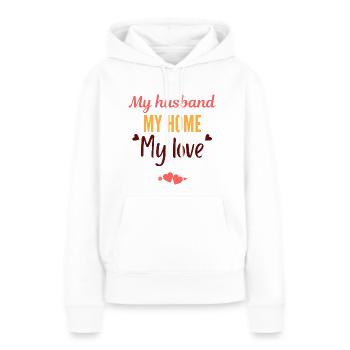 My husband, my home, my love - Sweat à capuche Premium bio Femme - blanc - Devant - Julia (174cm)