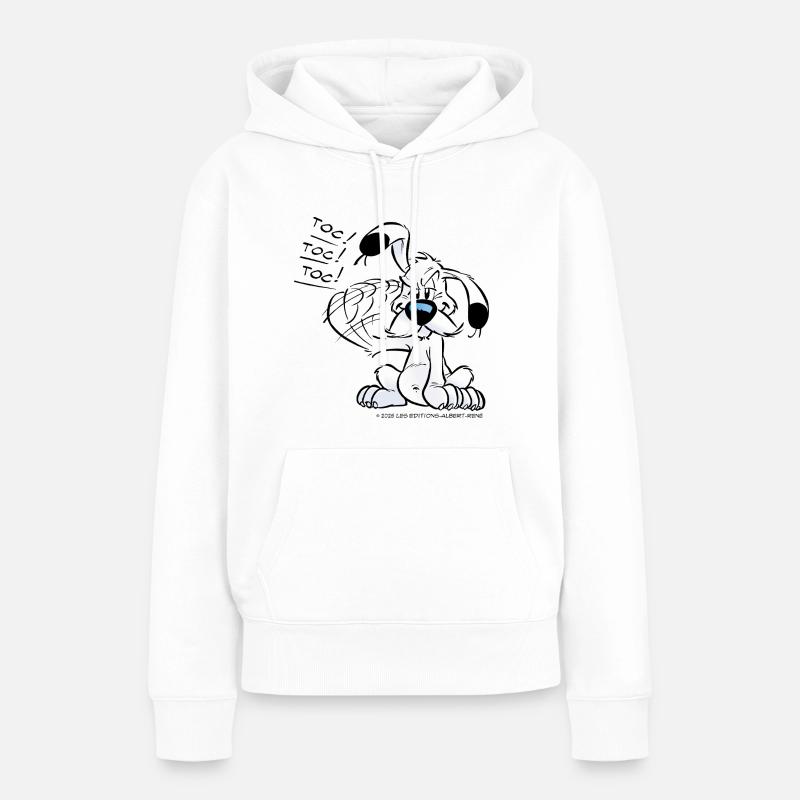 Asterix & Obelix Idefix Klopft Toc Toc Toc - Frauen Premium Bio Hoodie - Weiß