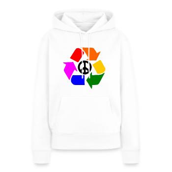 Friedenszeichen - Frauen Premium Bio Hoodie - Weiß - Vorne - Julia (174cm)