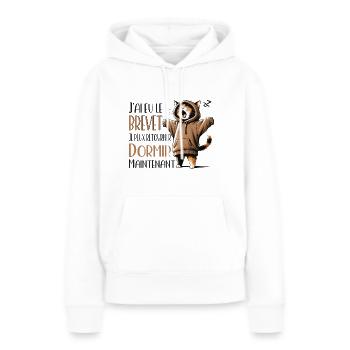 Qualifizierte Katze, die schlafen möchte - Frauen Premium Bio Hoodie - Weiß - Vorne - Julia (174cm)