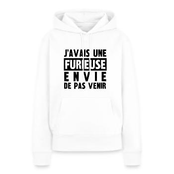 furieuse envie de pas venir - Sweat à capuche Premium bio Femme - blanc - Devant - Julia (174cm)