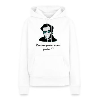 François l'embrouille - Sweat à capuche Premium bio Femme - blanc - Devant - Julia (174cm)