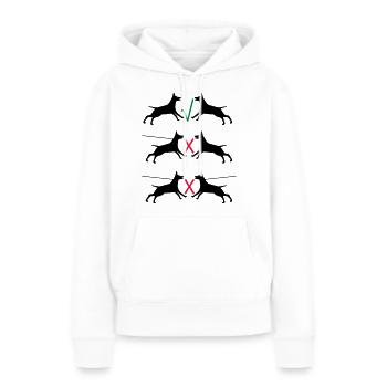 Les chiens en laisse - Sweat à capuche Premium bio Femme - blanc - Devant - Julia (174cm)
