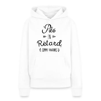 Pile en retard - Sweat à capuche Premium bio Femme - blanc - Devant - Julia (174cm)