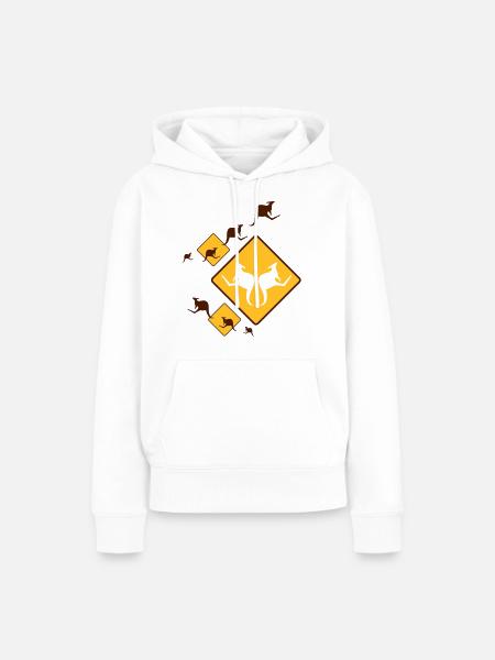 KANGAROO FUN - Frauen Premium Bio Hoodie - Weiß
