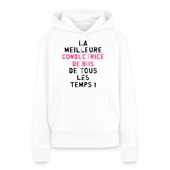 Bus / Conducteur / Chauffeur / Machiniste / Car - Sweat à capuche Premium bio Femme - blanc - Devant - Julia (174cm)
