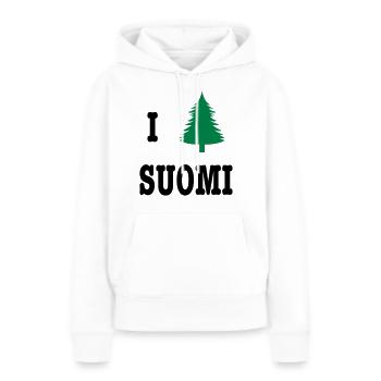 I heart Soumi - Sweat à capuche Premium bio Femme - blanc - Devant - Julia (174cm)