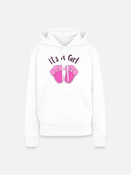 Es ist ein Mädchen! - Frauen Premium Bio Hoodie - Weiß