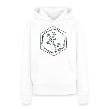 hexagones avec accent floral - Sweat à capuche Premium bio Femme - blanc - Devant - Julia (174cm)