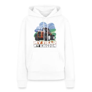 Mein Feld, mein Reich - Frauen Premium Bio Hoodie - Weiß - Vorne - Julia (174cm)