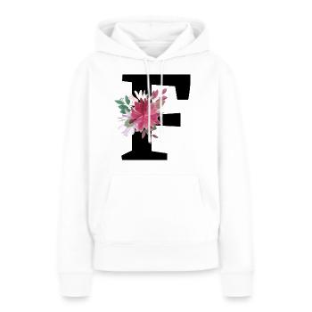 Buchstabe f blumig - Frauen Premium Bio Hoodie - Weiß - Vorne - Julia (174cm)