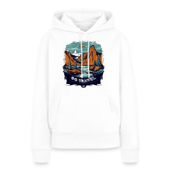 Go travel - Sweat à capuche Premium bio Femme - blanc - Devant - Julia (174cm)