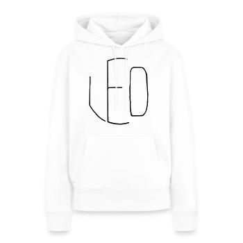 Leo - Frauen Premium Bio Hoodie - Weiß - Vorne - Julia (174cm)