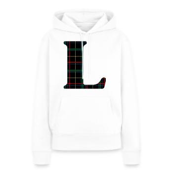 Monogramme l tartan écossais - Sweat à capuche Premium bio Femme - blanc - Devant - Julia (174cm)