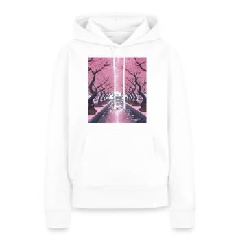 Tunnel de cerisier en fleurs - Sweat à capuche Premium bio Femme - blanc - Devant - Julia (174cm)