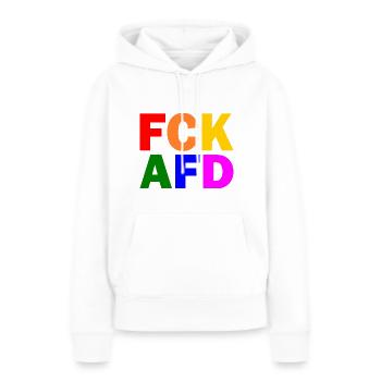 Fck afd - Frauen Premium Bio Hoodie - Weiß - Vorne - Julia (174cm)