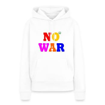 No war - Sweat à capuche Premium bio Femme - blanc - Devant - Julia (174cm)