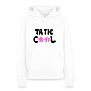 tatie cool - Sweat à capuche Premium bio Femme - blanc - Devant - Julia (174cm)