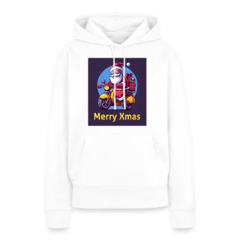 Santa Xmas mit Motorrad und Geschenke T-Shirt / Tasse - Frauen Premium Bio Hoodie - Weiß - Vorne - Julia (174cm)