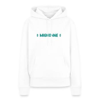 Mignonne - Sweat à capuche Premium bio Femme - blanc - Devant - Julia (174cm)