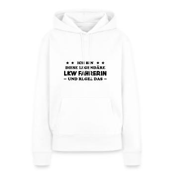 LKW Fahrerin Fun Spruch Lastwagenfahrerin Geschenk - Frauen Premium Bio Hoodie - Weiß - Vorne - Julia (174cm)