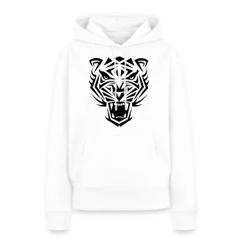 Tiger Tribal Wild Cat Cool humeur - Sweat à capuche Premium bio Femme - blanc - Devant - Julia (174cm)