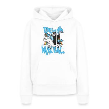 Death Metal Einhorn Sensenmann Death's Head - Frauen Premium Bio Hoodie - Weiß - Vorne - Julia (174cm)