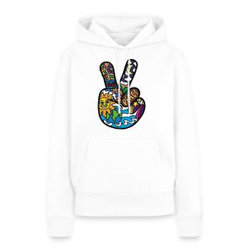 Signes de paix Peace et Paix Signes d’alliance - Sweat à capuche Premium bio Femme - blanc - Devant - Julia (174cm)