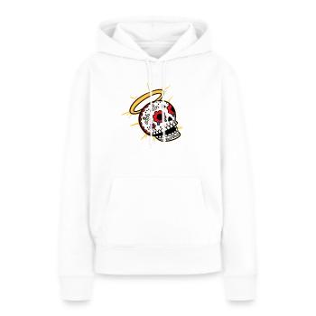 Ange crâne - Sweat à capuche Premium bio Femme - blanc - Devant - Julia (174cm)