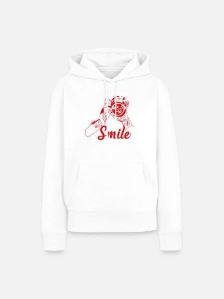 Smile - Frauen Premium Bio Hoodie - Weiß