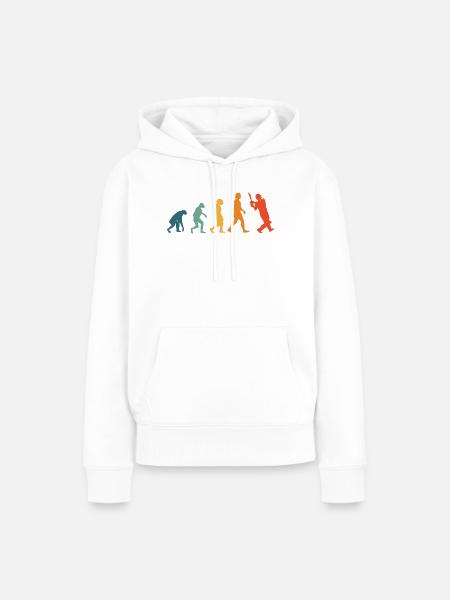 Cricket Evolution Retro Cricketspieler - Frauen Premium Bio Hoodie - Weiß