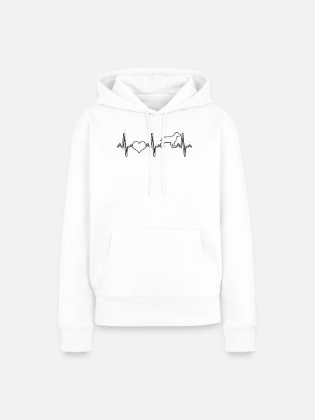 Hund Herzschlag - Frauen Premium Bio Hoodie - Weiß