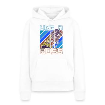 Like a Boss - Licorne Destructeur de Mondes Disant - Sweat à capuche Premium bio Femme - blanc - Devant - Julia (174cm)